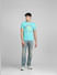 Turquoise Graphic Print Crew Neck T-shirt_393784+6