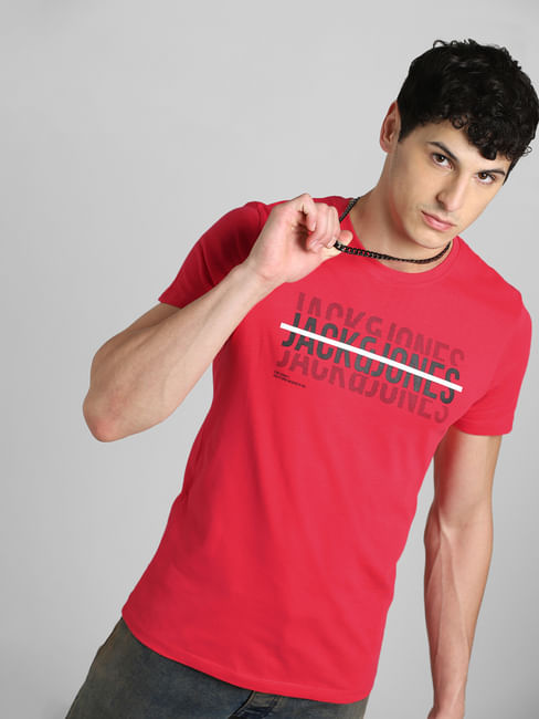 Red Graphic Print Crew Neck T-Shirt