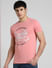Pink Graphic Print Crew Neck T-shirt_393819+2