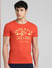 Red Graphic Print Crew Neck T-shirt_393861+2