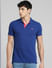 Blue Logo Print Polo Neck T-shirt_395592+2