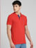 Red Logo Print Polo Neck T-shirt_395593+2
