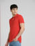 Red Logo Print Polo Neck T-shirt_395593+3