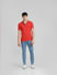 Red Logo Print Polo Neck T-shirt_395593+6
