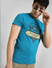 Blue Graphic Print Crew Neck T-shirt_393880+1