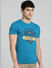 Blue Graphic Print Crew Neck T-shirt_393880+2
