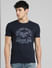 Blue Logo Print Crew Neck T-shirt_393141+2