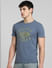 Blue Graphic Print Crew Neck T-shirt_393142+2