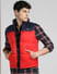 Red Colourblocked Puffer Vest Jacket_388123+1