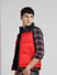 Red Colourblocked Puffer Vest Jacket_388123+3