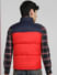 Red Colourblocked Puffer Vest Jacket_388123+4