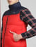 Red Colourblocked Puffer Vest Jacket_388123+5