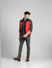 Red Colourblocked Puffer Vest Jacket_388123+6