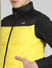 Yellow Colourblocked Puffer Vest Jacket_388124+5