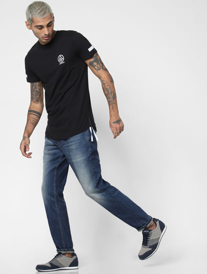 Blue Mid Rise Washed Mike Comfort Fit Jeans
