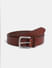 Brown Embossed Logo Leather Belt_414975+1