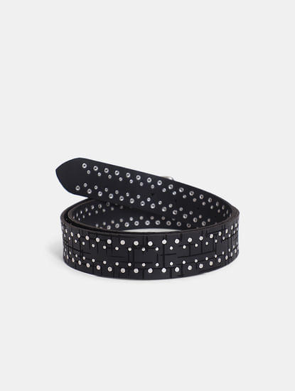 Black Stud Detail Leather Belt