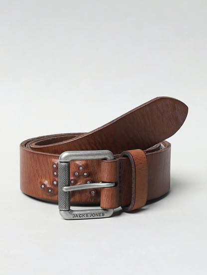 Brown Studded Leather Belt