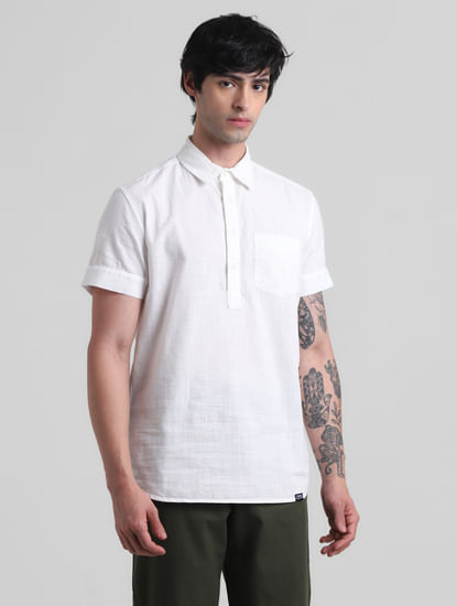 PRODUKT by JACK&JONES White Cotton Short Sleeves Shirt