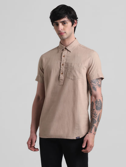PRODUKT by JACK&JONES Brown Cotton Short Sleeves Shirt