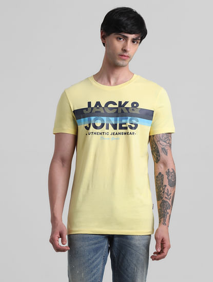 Yellow Printed Crew Neck T-shirt