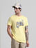 Yellow Logo Print Crew Neck T-shirt_412160+1