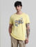 Yellow Logo Print Crew Neck T-shirt_412160+2