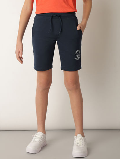 Boys Navy Blue Cotton Knit Shorts