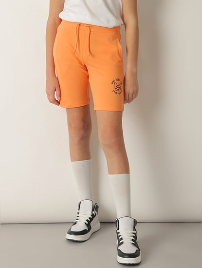 Boys Orange Cotton Knit Shorts