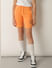 Boys Orange Cotton Knit Shorts_413537+2