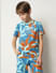 Boys Blue Coral Print Co-ord Set T-shirt_413545+2