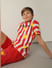 Boys Red Striped Co-ord Set T-shirt_413546+1