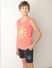 Boys Peach Printed Sleeveless T-shirt_413551+3