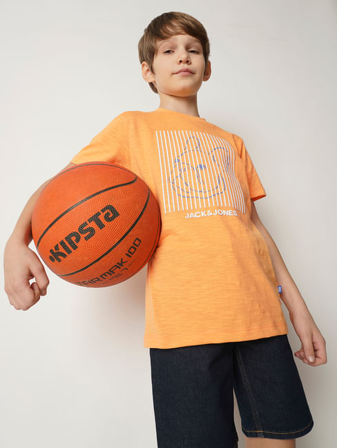 Boys Orange Frenchie Print T-shirt