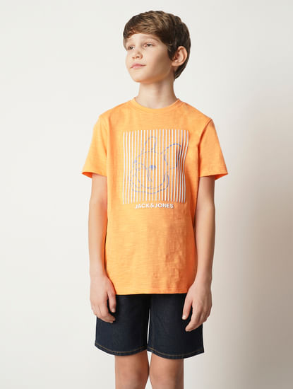 Boys Orange Frenchie Print T-shirt