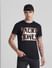 Black Foil Print Crew Neck T-shirt_415010+1