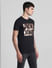 Black Foil Print Crew Neck T-shirt_415010+3
