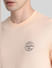 Peach Logo Print Crew Neck T-shirt_415015+5