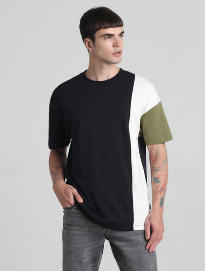 Black Colourblocked Oversized T-shirt