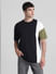 Black Colourblocked Oversized T-shirt_415019+2