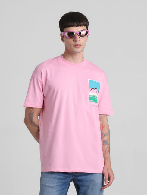 Pink Graphic Print Oversized T-shirt