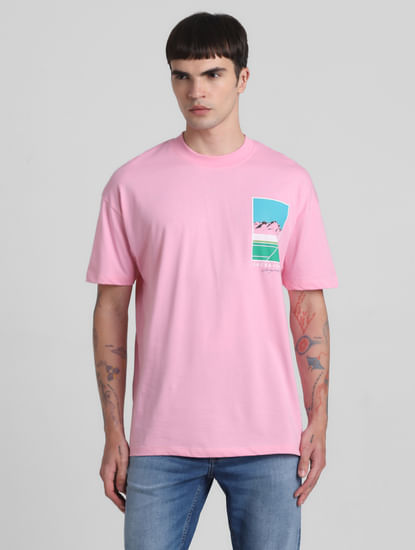 Pink Graphic Print Oversized T-shirt