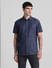 Dark Blue Denim Short Sleeves Shirt_415032+2