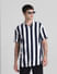 Dark Blue Striped Short Sleeves Shirt_415033+1