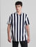 Dark Blue Striped Short Sleeves Shirt_415033+2