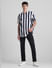 Dark Blue Striped Short Sleeves Shirt_415033+6