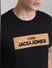 Black Printed Crew Neck T-shirt_415036+5