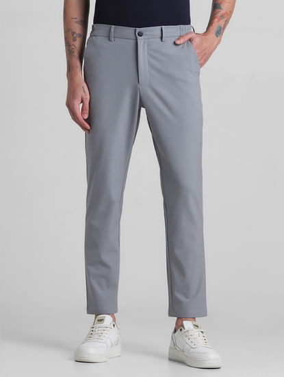 Grey Mid Rise Casual Pants