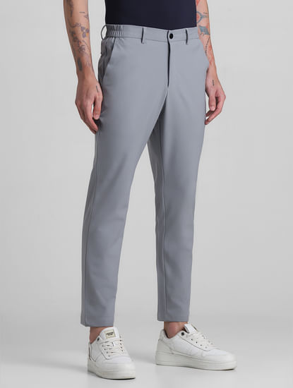 Grey Mid Rise Casual Pants
