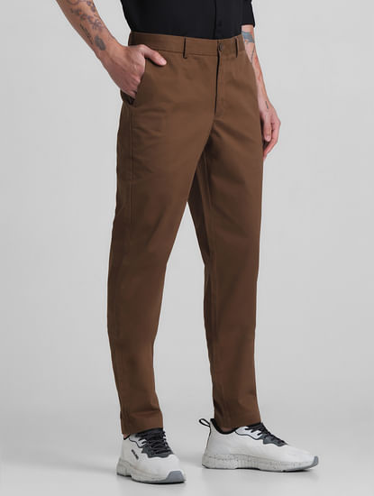 Brown Mid Rise Slim Fit Pants